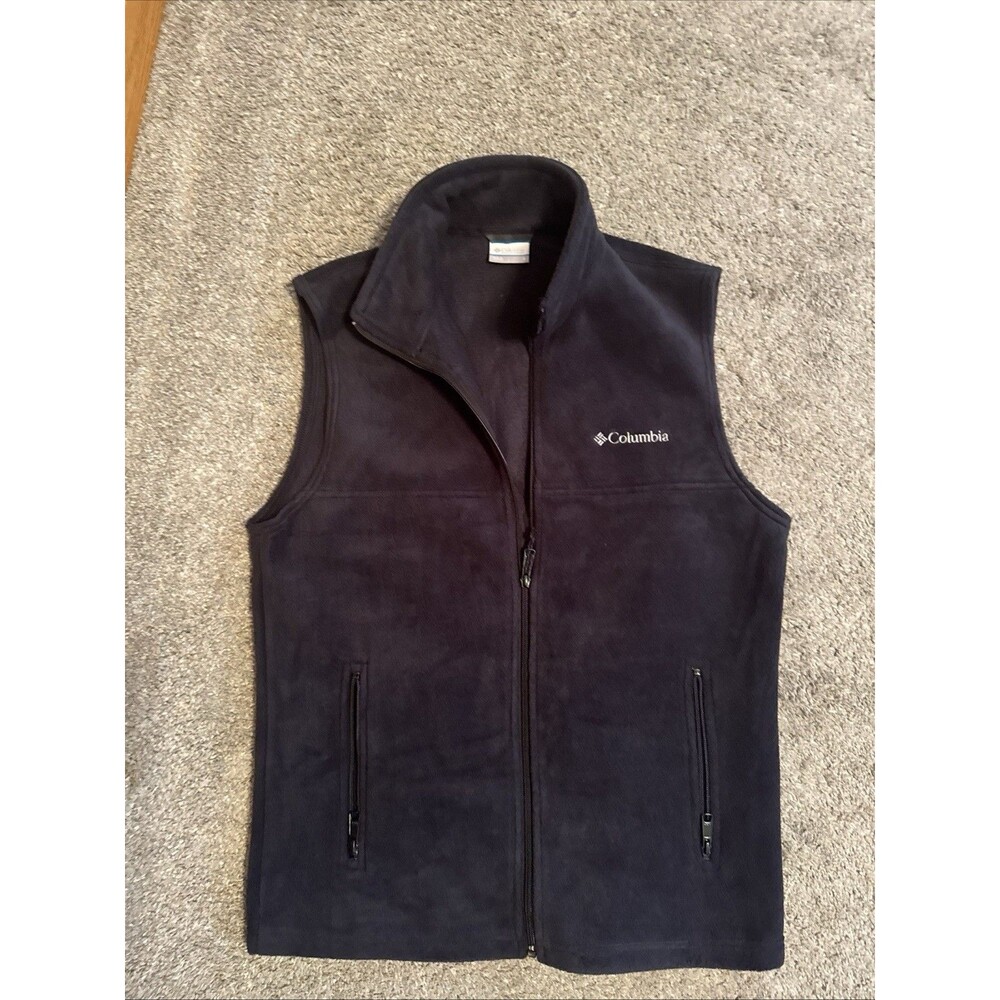 Columbia Fleece Jacket Men Small Black Soft Medium Weight Gently Used 49” Chest